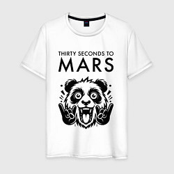 Футболка хлопковая мужская Thirty Seconds to Mars - rock panda, цвет: белый