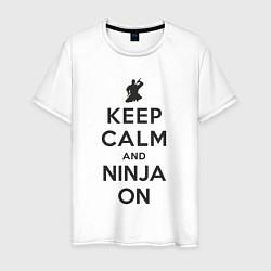 Футболка хлопковая мужская Keep calm and ninja on, цвет: белый