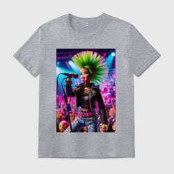 Футболка хлопковая мужская Барби панк певица - нейросеть, цвет: меланж