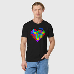 Футболка хлопковая мужская Color tetris, цвет: черный — фото 2