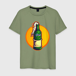 Футболка хлопковая мужская Пенное в бутылке, цвет: авокадо