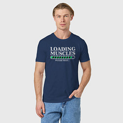 Футболка хлопковая мужская Загрузка мышц спорт, цвет: тёмно-синий — фото 2
