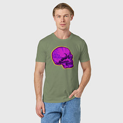 Футболка хлопковая мужская Пурпурный череп, цвет: авокадо — фото 2