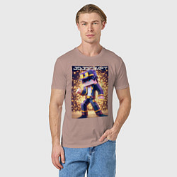 Футболка хлопковая мужская Jojo and Minecraft - collaboration ai art, цвет: пыльно-розовый — фото 2