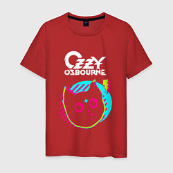 Футболка хлопковая мужская Ozzy Osbourne rock star cat, цвет: красный