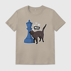 Мужская футболка Кот Зефир и шахматный ферзь