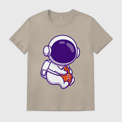 Футболка хлопковая мужская Space football, цвет: миндальный