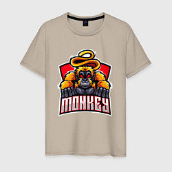 Футболка хлопковая мужская Monkey team, цвет: миндальный