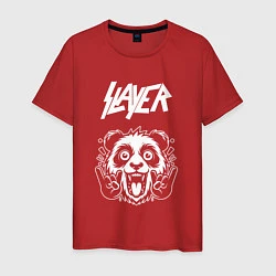 Футболка хлопковая мужская Slayer rock panda, цвет: красный