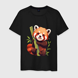 Футболка хлопковая мужская The Red Panda, цвет: черный