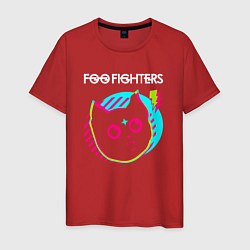 Футболка хлопковая мужская Foo Fighters rock star cat, цвет: красный