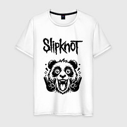 Футболка хлопковая мужская Slipknot - rock panda, цвет: белый