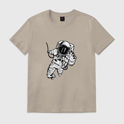 Футболка хлопковая мужская Alone astronaut, цвет: миндальный