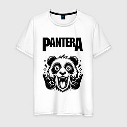 Футболка хлопковая мужская Pantera - rock panda, цвет: белый