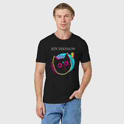 Футболка хлопковая мужская Joy Division rock star cat, цвет: черный — фото 2