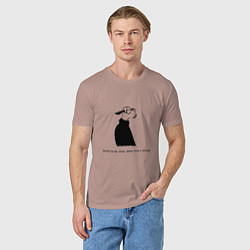 Футболка хлопковая мужская Умная овечка с надписью, цвет: пыльно-розовый — фото 2
