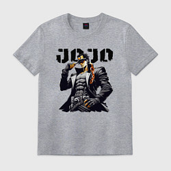 Футболка хлопковая мужская Jotaro Kujo - jojo ai art, цвет: меланж