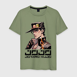 Футболка хлопковая мужская Jotaro Kujo - Jojo ai art, цвет: авокадо