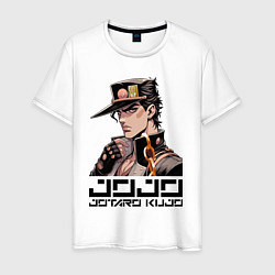 Футболка хлопковая мужская Jotaro Kujo - Jojo ai art, цвет: белый