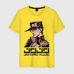 Футболка хлопковая мужская Jotaro Kujo - Jojo ai art, цвет: желтый