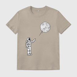 Футболка хлопковая мужская Space balloon, цвет: миндальный