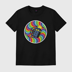 Футболка хлопковая мужская Tardis colors, цвет: черный