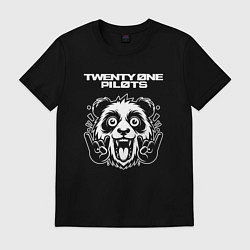 Футболка хлопковая мужская Twenty One Pilots rock panda, цвет: черный