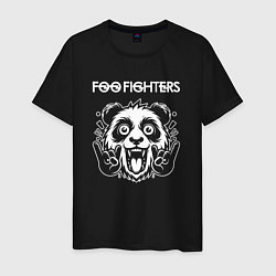 Футболка хлопковая мужская Foo Fighters rock panda, цвет: черный