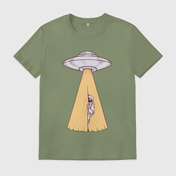 Футболка хлопковая мужская Космос за занавесом, цвет: авокадо