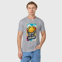 Футболка хлопковая мужская Create your own sunshine, цвет: меланж — фото 2