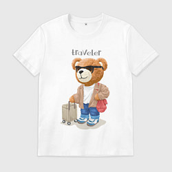 Мужская футболка Плюшевый медвежонок - путешественник