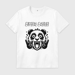 Футболка хлопковая мужская Crystal Castles - rock panda, цвет: белый