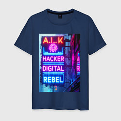 Мужская футболка Ai hacker digital rebel - neon glow