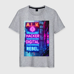 Мужская футболка Ai hacker digital rebel - neon glow