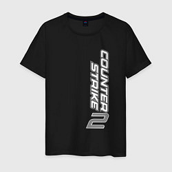 Футболка хлопковая мужская Вертикальная надпись Counter-Strike 2 black, цвет: черный