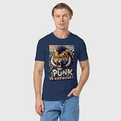 Футболка хлопковая мужская Cool tiger - punks not dead, цвет: тёмно-синий — фото 2