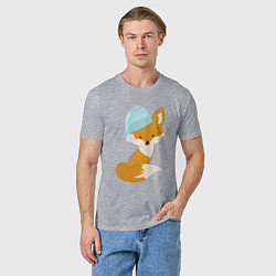 Футболка хлопковая мужская Лисичка в шапке, цвет: меланж — фото 2