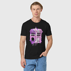 Футболка хлопковая мужская Pink tardis, цвет: черный — фото 2