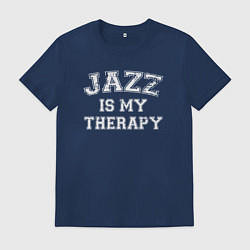 Футболка хлопковая мужская Джаз моя терапия, цвет: тёмно-синий