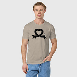 Футболка хлопковая мужская Love cat, цвет: миндальный — фото 2