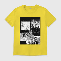 Футболка хлопковая мужская Эйкити Онидзука коллаж, цвет: желтый