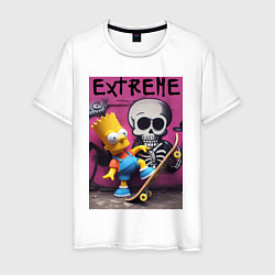 Футболка хлопковая мужская Bart Simpson and skateboard - extreme, цвет: белый