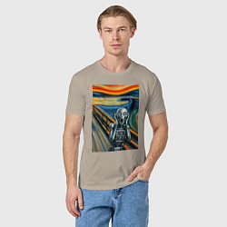 Футболка хлопковая мужская Робот кричит - мем нейросеть, цвет: миндальный — фото 2