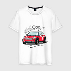 Футболка хлопковая мужская Mini Cooper, цвет: белый