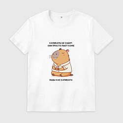 Мужская футболка Забавная капибара с кофе будь как капибара