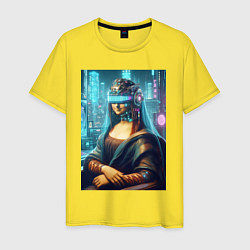 Футболка хлопковая мужская Gioconda - cyberpunk ai art fantasy, цвет: желтый