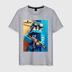 Футболка хлопковая мужская Counter Strike and Minecraft - collaboration, цвет: меланж