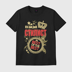 Футболка хлопковая мужская Стилист лучший из лучших, цвет: черный