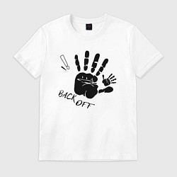 Футболка хлопковая мужская Раскрытая ладонь - backoff, цвет: белый