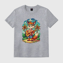 Мужская футболка Лисица с гитарой жаркое лето